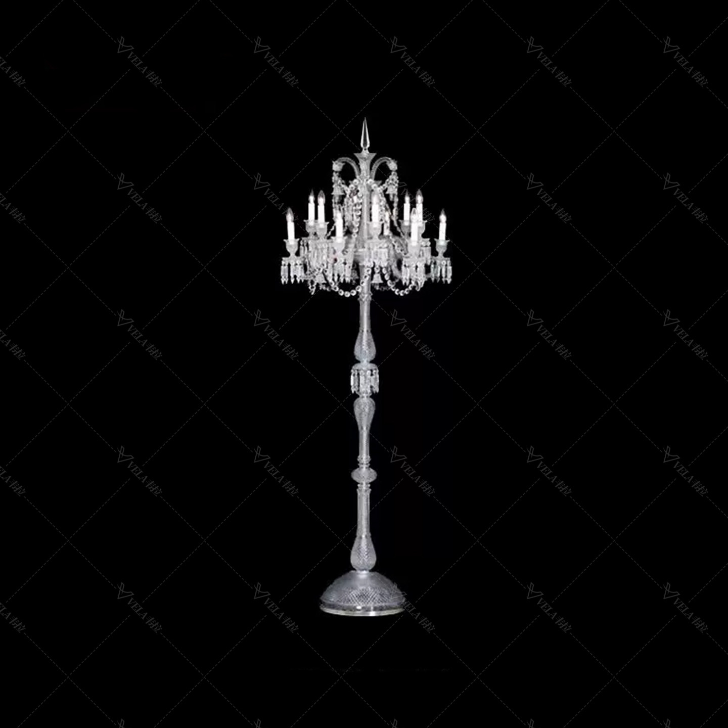 法国 Baccarat Zenith系列奢华别墅大客厅卧室12头蜡烛水晶落地灯