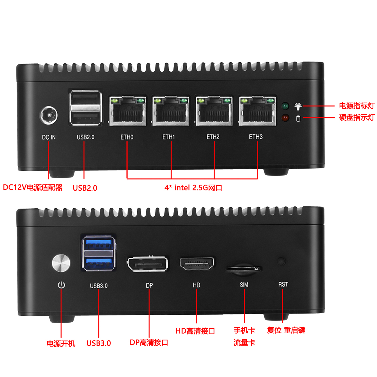 新品J4125/n4120软路由2.5G四网口千兆工控电脑主机i226爱快工作