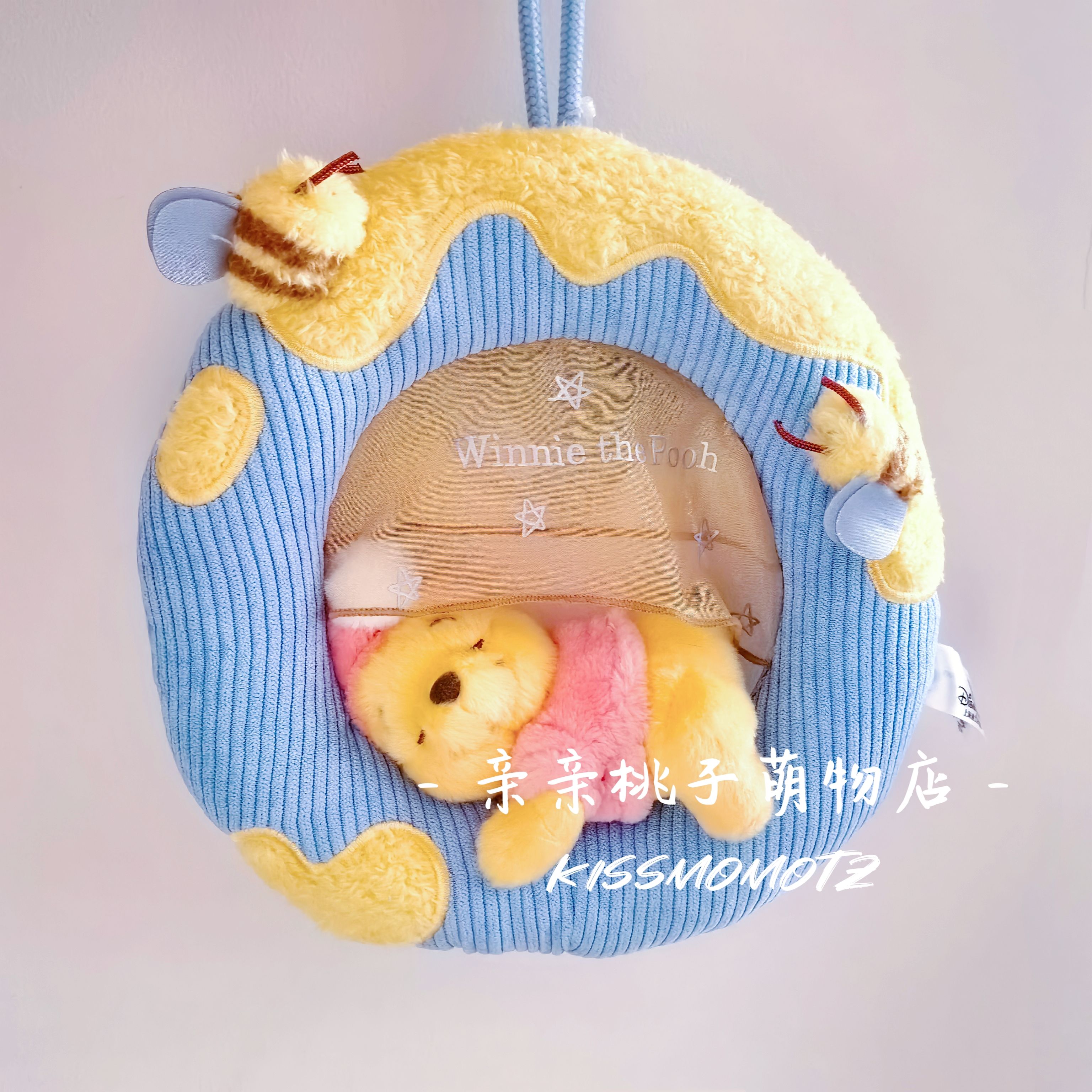 现货 上海迪士尼 小熊维尼pooh噗噗家居睡眠毛绒公仔门挂装饰挂饰