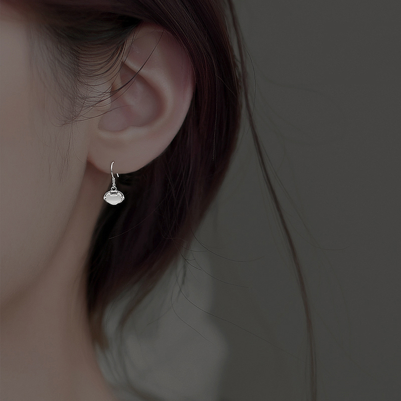 S925纯银平安锁耳环小众设计感高级猫眼石耳坠如意长命锁耳钉耳饰