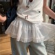 自制 系带半身裙 蓬蓬小屁帘木耳边白色网纱屁帘叠穿短裙女一片式