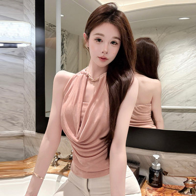 荡领挂脖上衣女无袖抹胸吊带背心