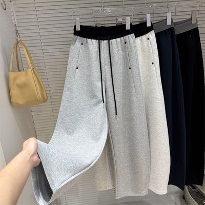 韩版宽松高腰弯刀休闲裤女长裤子