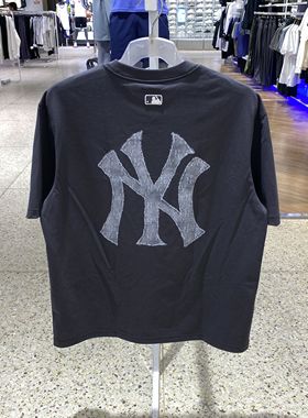 MLB正品25年夏季男女大LOGO潮牌炭灰色T恤3ATSM0953-50CGS