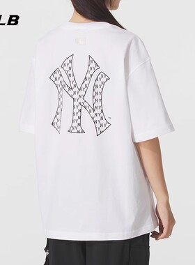 MLB正品NY宽松T恤衫男女装2025夏季新款白色运动服短袖3ATSM7053