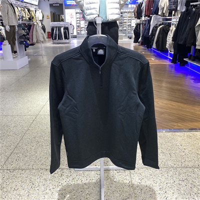 安德玛UA新款上衣男士休闲运动跑步健身半拉链黑色卫衣6003722