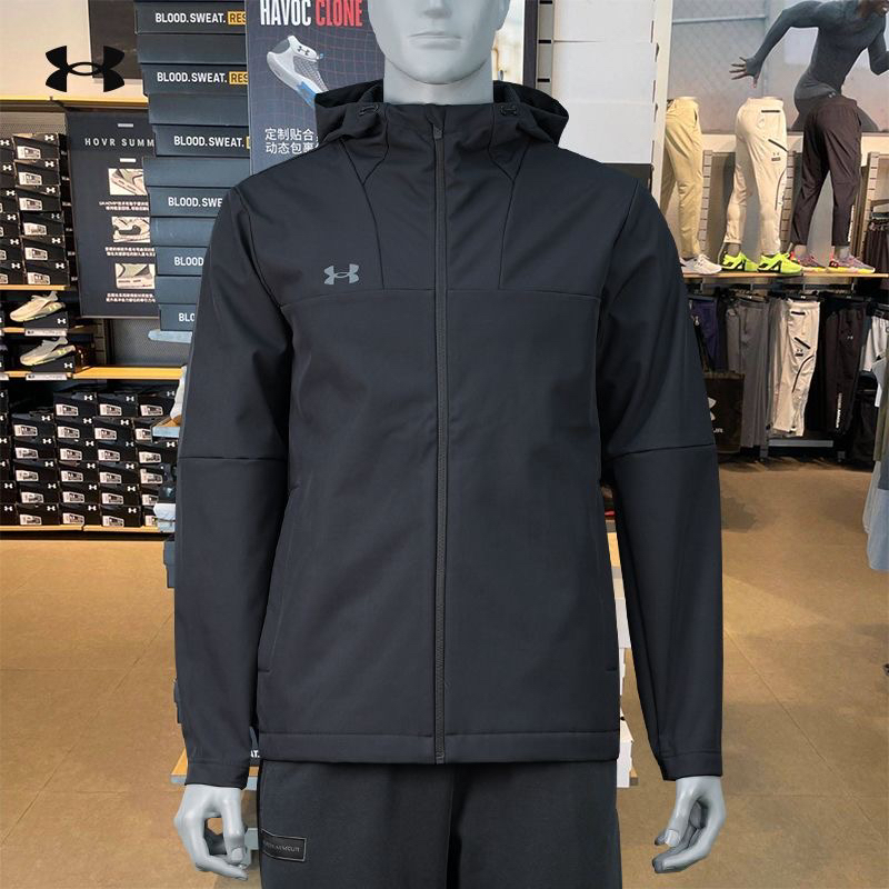 安德玛UnderArmour男女秋冬加绒保暖连帽拉链外套24600408-001