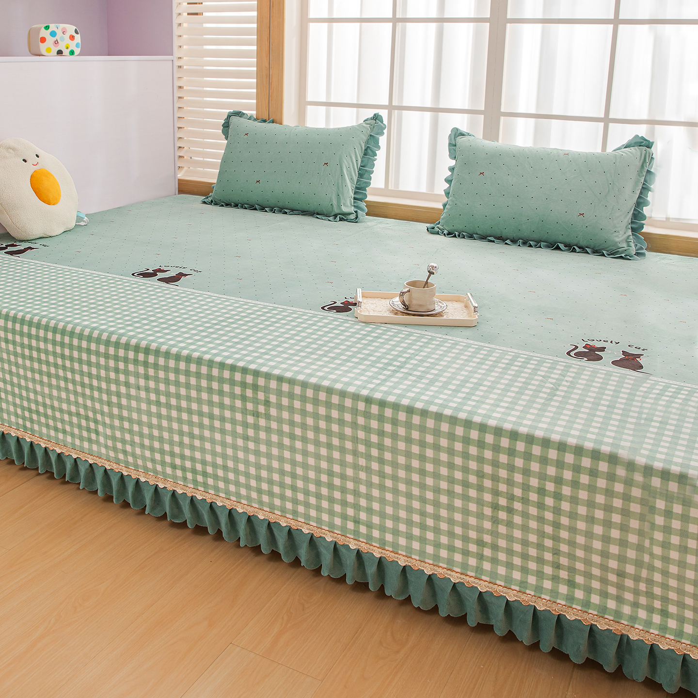 定制牛奶绒榻榻米床盖三件套厚夹棉床单防滑炕垫东北农村3m大炕盖