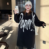 宽松百搭胖mm慵懒圆领毛衣针织连衣裙 媛子家大码 年末7折 冬季