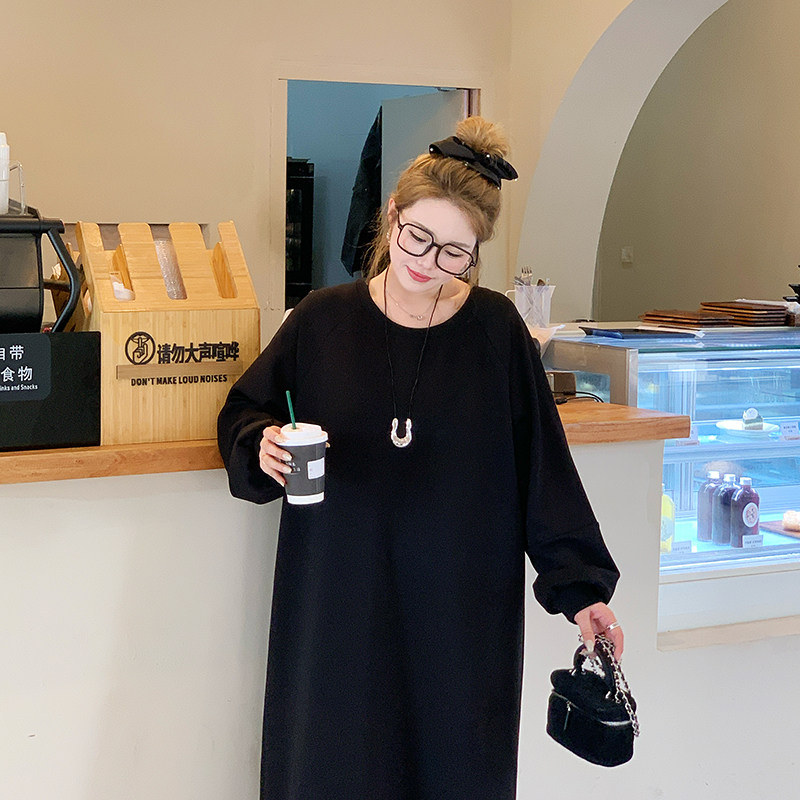 【5折清仓】媛子大码春季遮肉显瘦宽松纯色打底长T恤胖mm连衣裙,女装/女士精品,大码连衣裙,淘宝优惠券,粉丝福利购,淘宝优惠卷