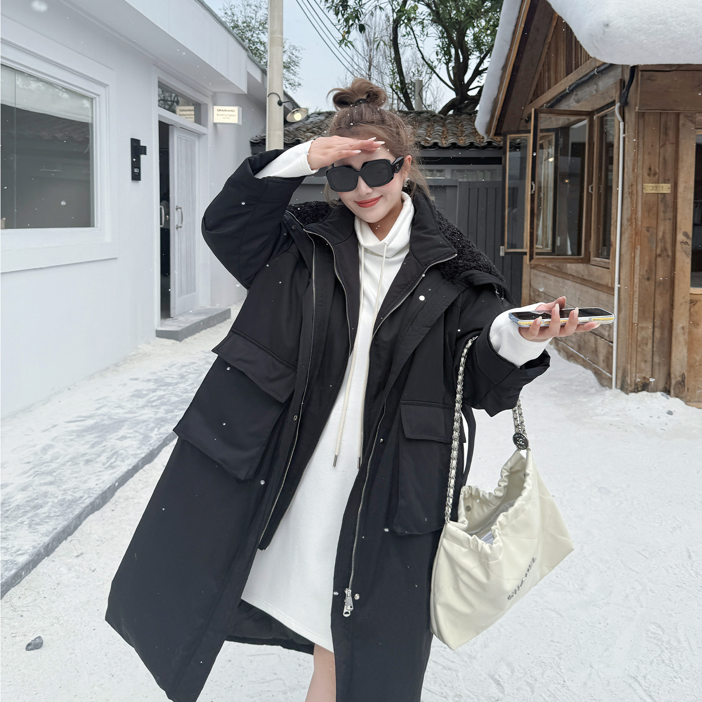 媛子家大码冬季百搭宽松胖mm简约羽绒服外套女