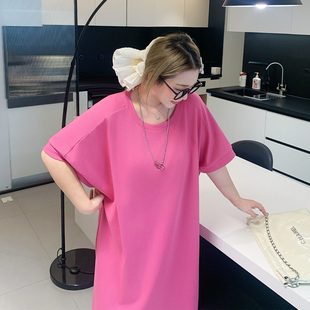 【5折清仓】媛子家大码夏季遮肉纯色显瘦休闲胖mm长款连衣裙女