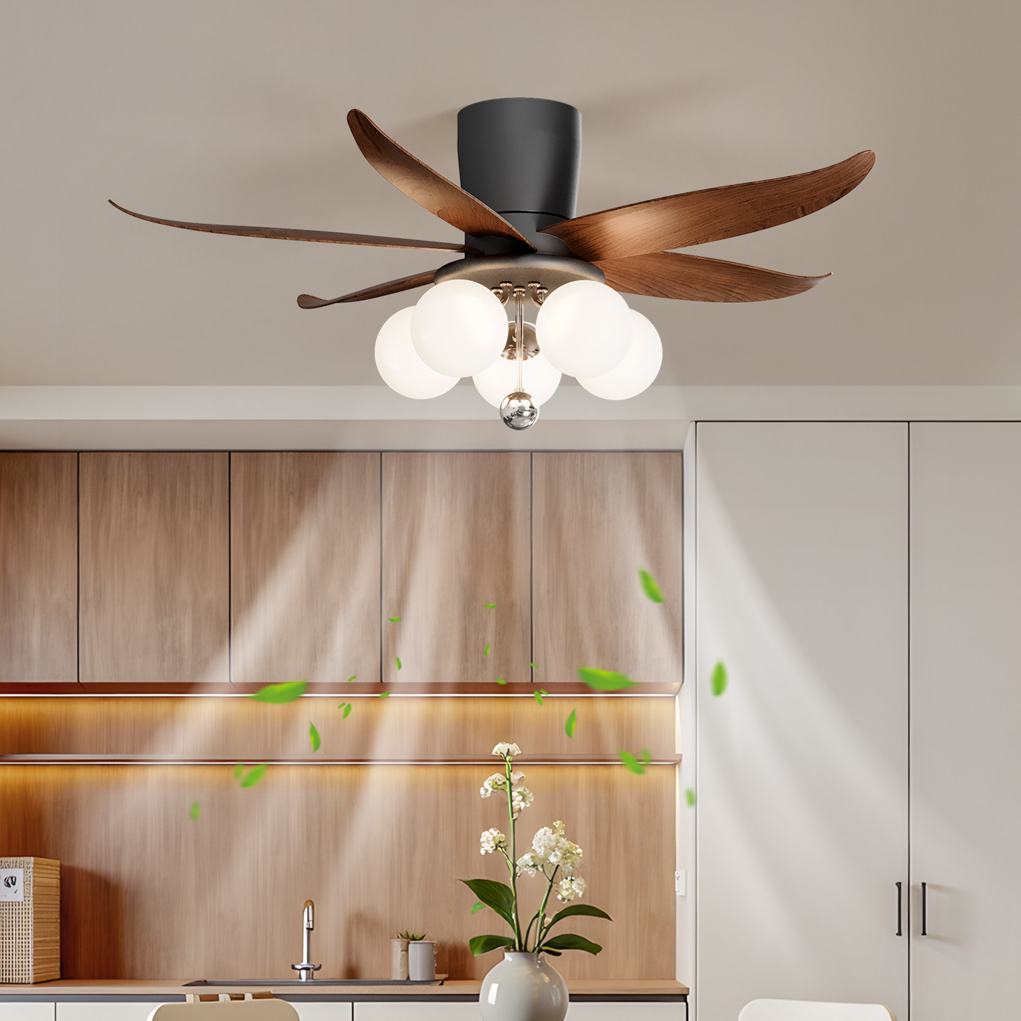 中古风客厅风扇灯2026新款复古法式全光谱护眼吊扇一体卧室灯具