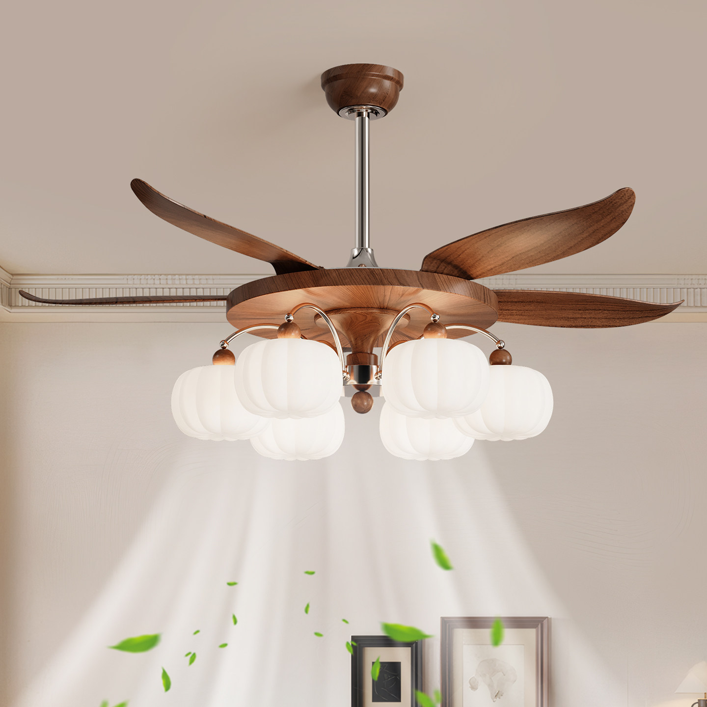 中古风电扇一体吊灯2026新款艺术大气客厅主灯创意高级感风扇灯