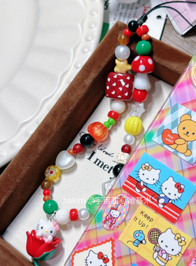 【HAKIMI】原创小众三丽鸥hellokitty可爱串珠手机链相机绳挂件