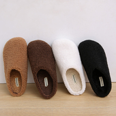 2025秋冬外穿丑萌大头女复古包头棉毛毛半拖鞋 加绒保暖一脚蹬懒人