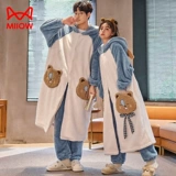 Мужской коралловый бархатный демисезонный банный халат для влюбленных с капюшоном, фланелевая мультяшная пижама, увеличенная толщина