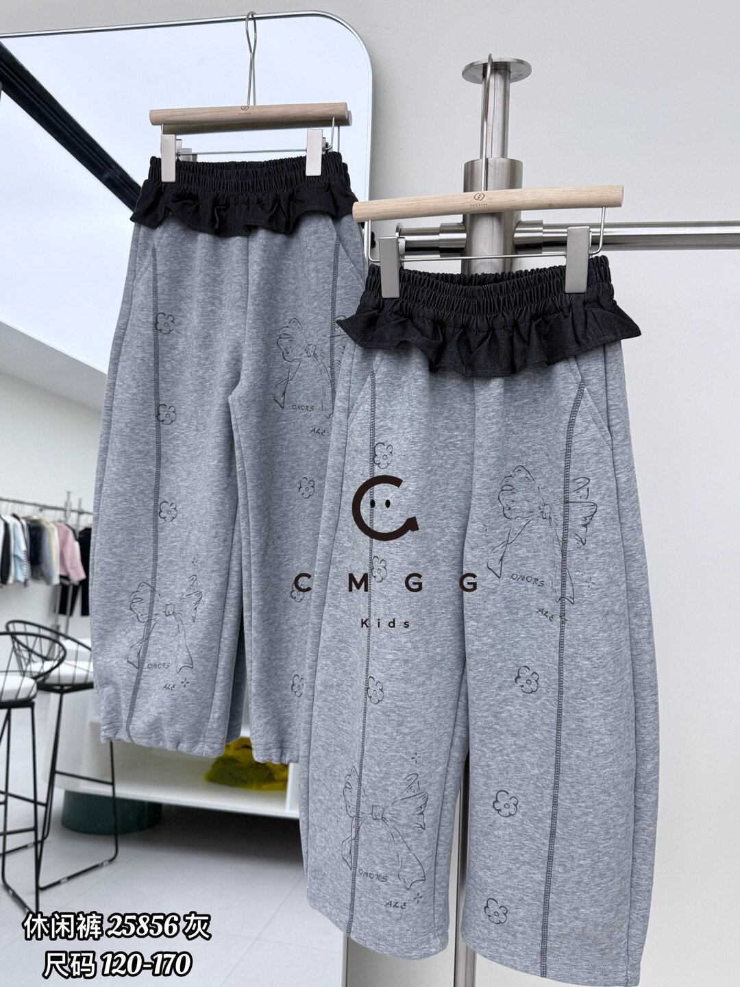 格格家童装25春款新款儿童中大童男女童直筒休闲蝴蝶结裤子运动裤
