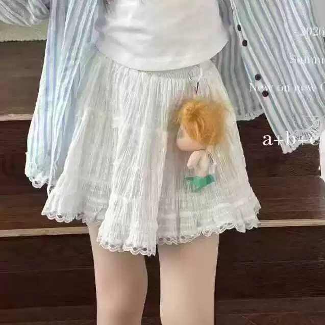 现货吾束韩国童装女童百搭短裙蛋糕裙2026夏新款儿童白色半身裙