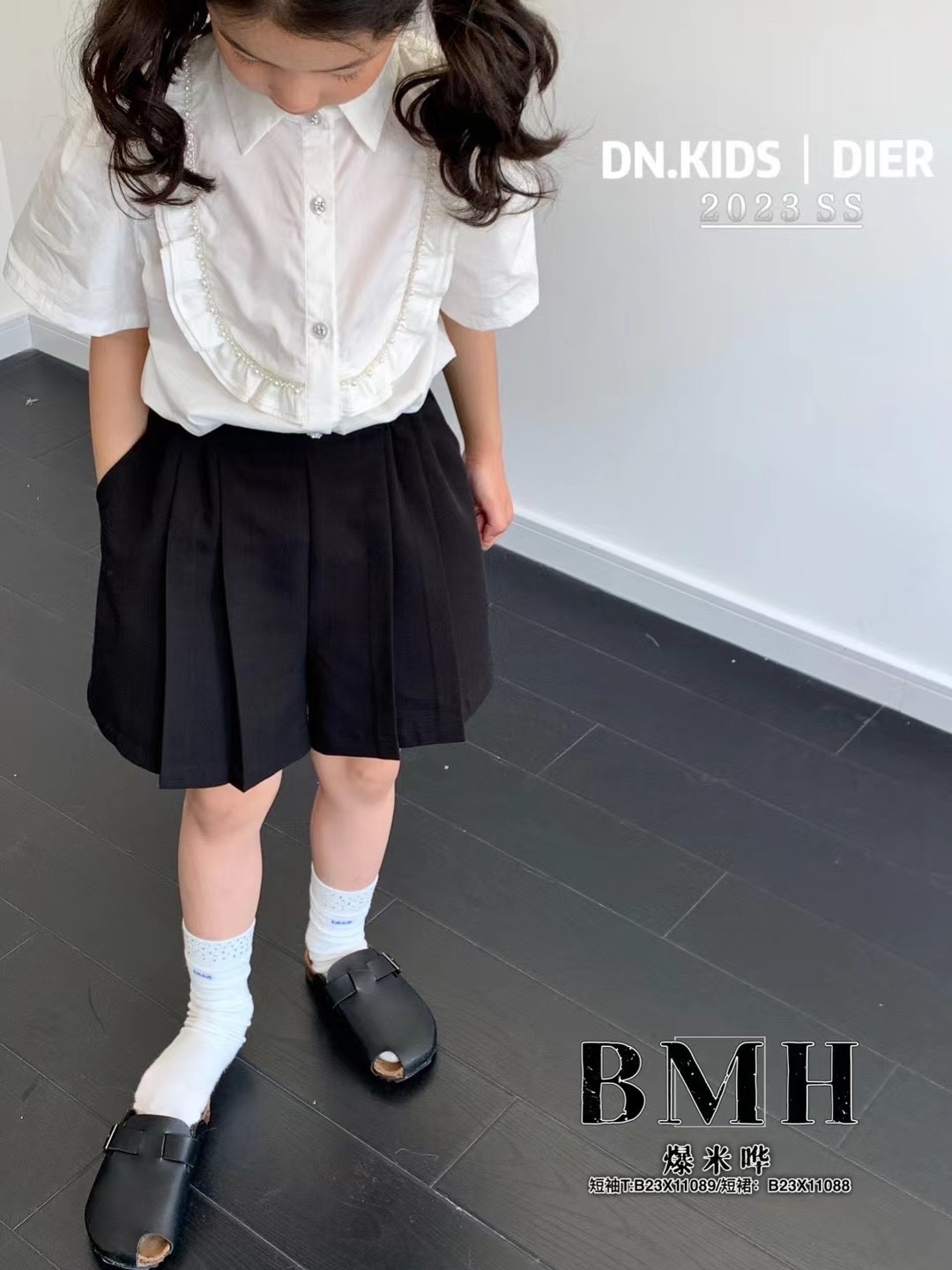 韩国品牌童装23新款夏款儿童男女童短袖衬衣T恤爆上衣体恤短裤