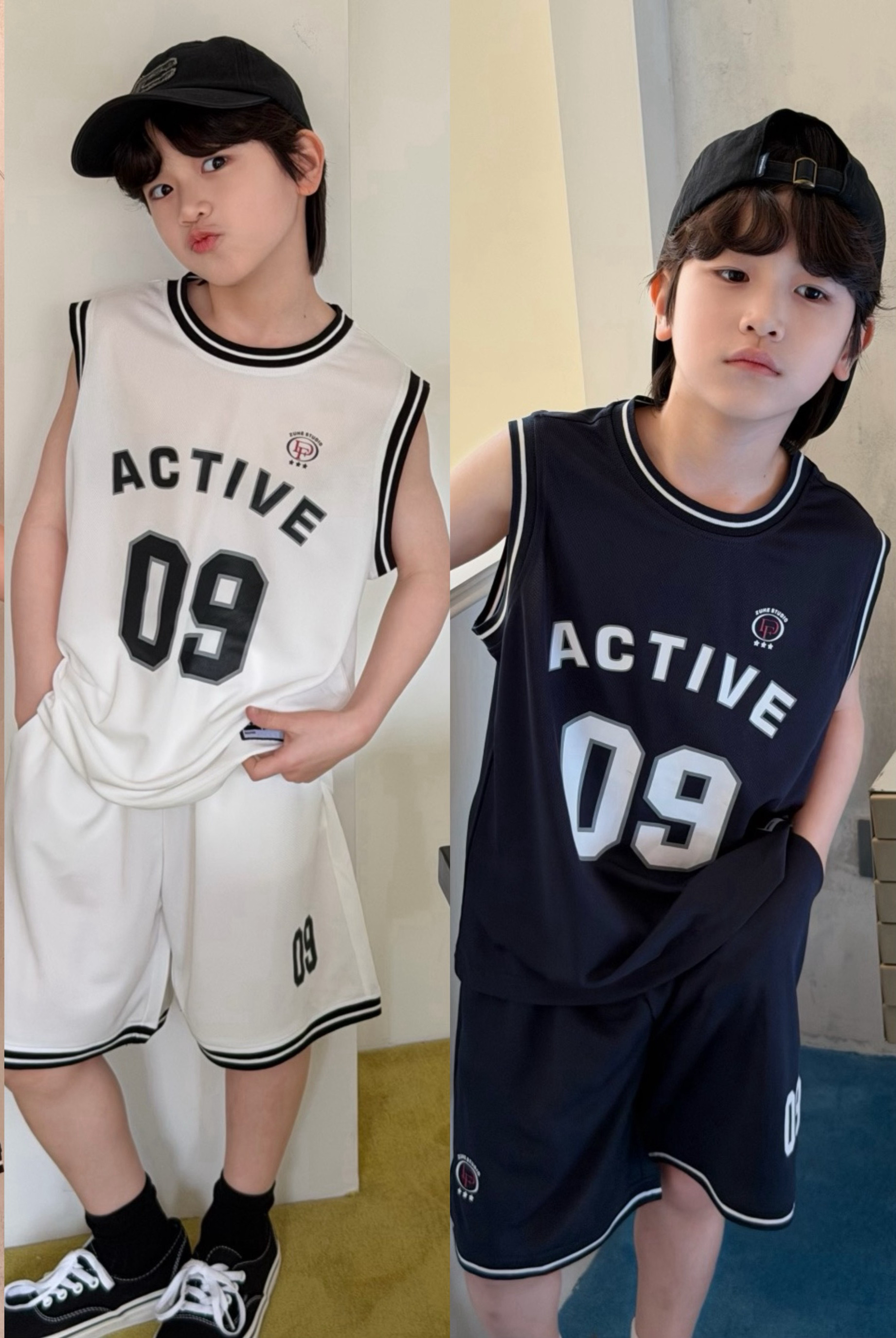 韩国music童装男童短袖套装2026新款夏装中大童运动速干男孩球服