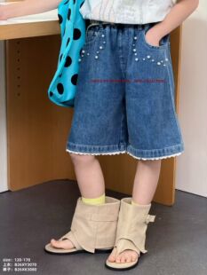 爆米哗品牌26新款女童牛仔短裤夏季外穿儿童裤子薄款女中大童