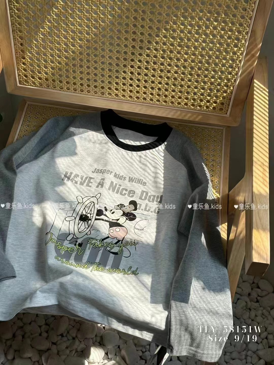 潮童乐鱼品牌童装24秋新款儿童中大童打底衫男女童米奇长袖T恤潮
