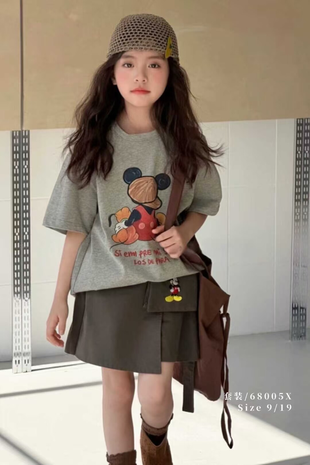 童乐鱼童装26夏季新款儿童卡通印花短袖T恤女童工装短裙女孩套装