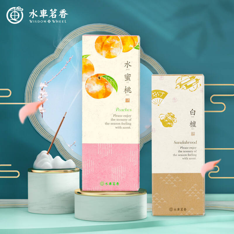 水车茗香天然檀香熏香室内家用水蜜桃香花香线香卧室净化空气薰香