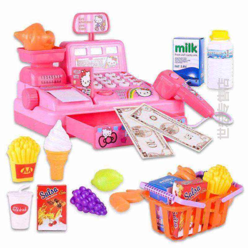 嗨喽kt猫灯光音乐k猫冰童男女孩益智玩具多功能存钱收银机台礼