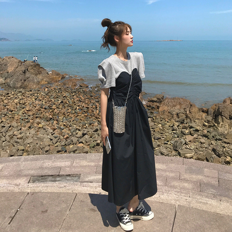主推夏新T恤拼接连衣裙MMJ1089P95控价149已出货,女装连衣裙,浙宝233