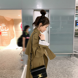 高级感超好看黑色英伦风衣外套女春秋2025新款欧货爆款中长款大衣图片