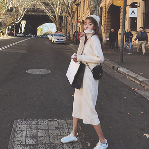 百搭 冬高领长款套头针织连衣裙毛衣MMJ811 P80控价119搭配 现货,女装连衣裙,浙宝233