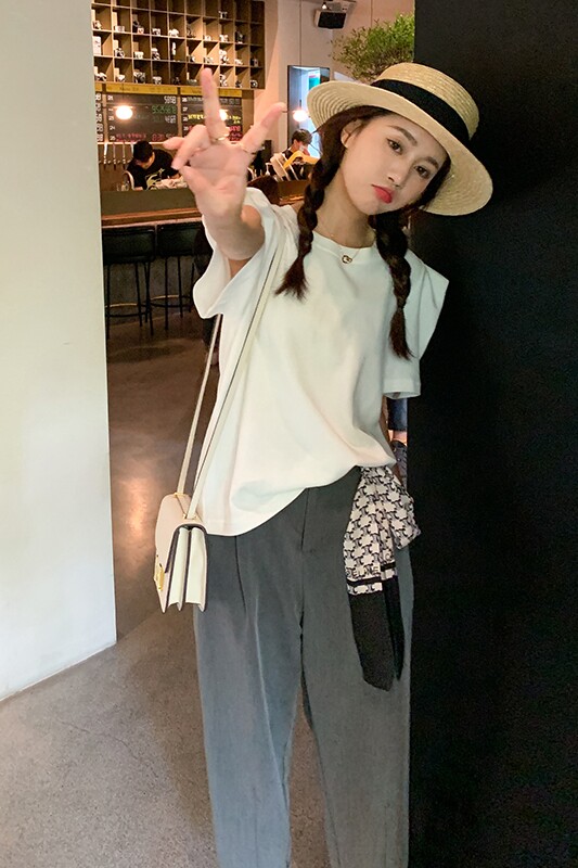 现货腰部丝巾绑带休闲裤T恤套装MMJ2152P110控价168送丝巾,女装套装/套裙,浙宝233
