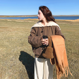 现货冬新款米白色羊羔毛海军领90绒咖色羽绒服MMJ8062-P290控438，女装羽绒服，浙宝233