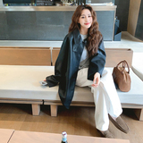【现货】秋新款韩版廓形皮衣外套中长款皮风衣8038-P165控238，女装皮衣，浙宝233