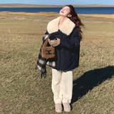 现货冬装新款韩羊羔毛领撞色90绒羽绒服MMJ8061-P280-控398，女装羽绒服，浙宝233