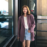 2023秋韩版斜扣收腰紫色西装外套MMJ1099P110控168买家秀，女装西装，浙宝233