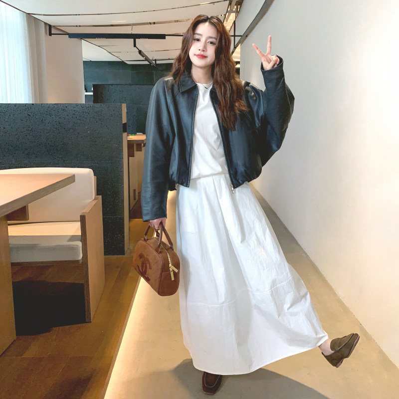 厚款通勤宽松型短外套宽松学生ins皮夹克机车服休闲春秋显瘦网红,女装皮衣,浙宝233