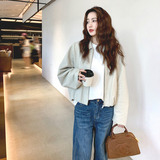 厚款通勤宽松型短外套宽松学生ins皮夹克机车服休闲春秋显瘦网红，女装皮衣，浙宝233