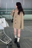 新款主推【已出货】卡其绿小袢设计西装MMJ2366P120控价178，女装西装，浙宝233