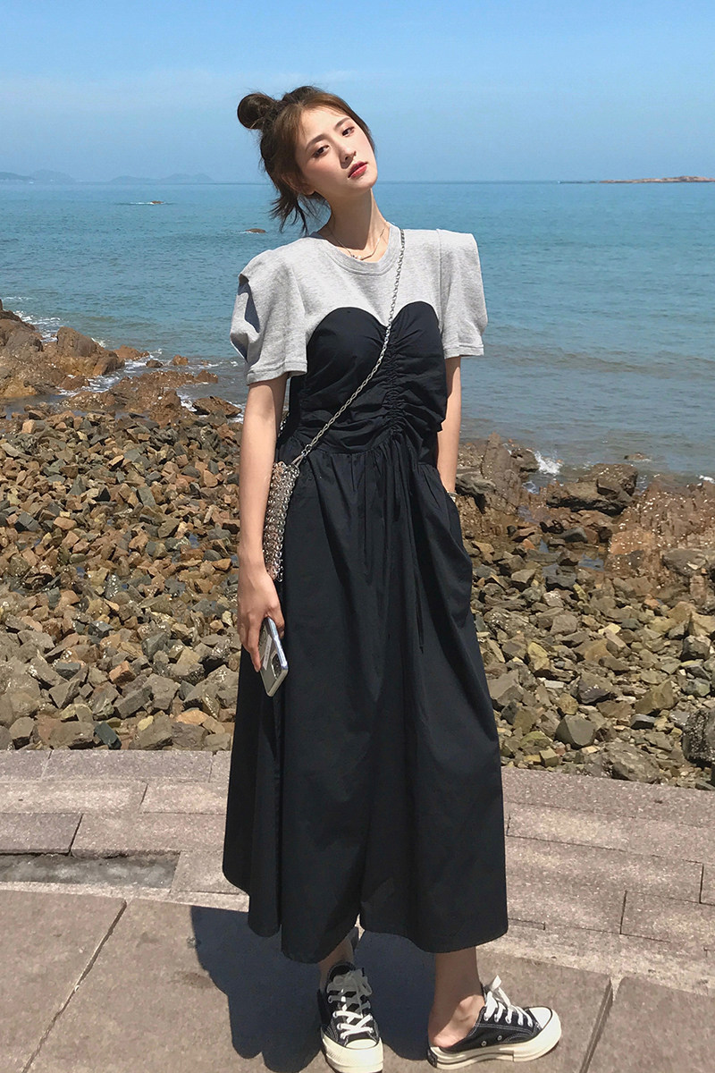 主推夏新T恤拼接连衣裙MMJ1089P95控价149已出货,女装连衣裙,浙宝233