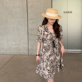 新款主推【已出货】时髦抽象碎花抽绳连衣裙MMJ2357P105K158，女装连衣裙，浙宝233