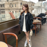 黑色复古皮衣外套女2025春季新款小个子时尚炸街又酷又飒PU皮夹克，女装皮衣，浙宝233