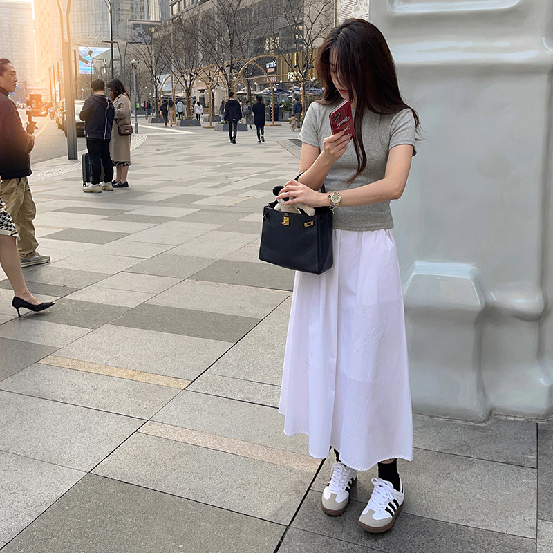 2023秋超百搭！韩版灰色圆领T恤MMJ5115-P60-K99,女装T恤,浙宝233
