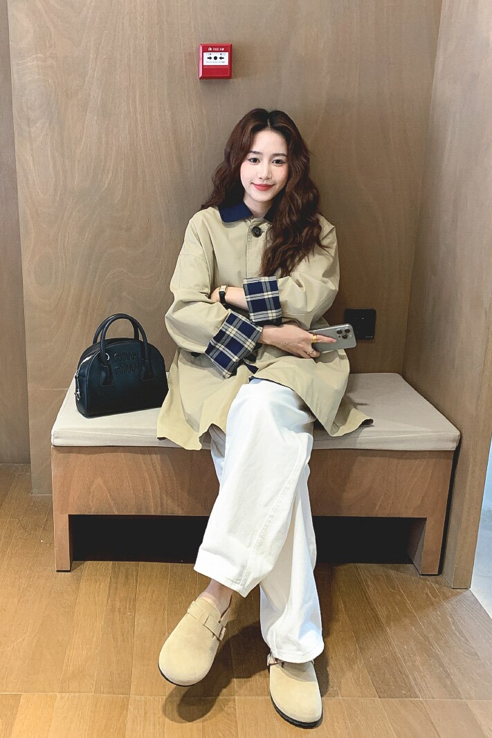 【现货】秋新款格纹翻袖撞色翻领短款风衣外套MMJ8058-P165控238,女装风衣,浙宝233
