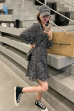 主推秋装新款韩版黑色碎花长袖连衣裙P90控价138已出货，女装连衣裙，浙宝233