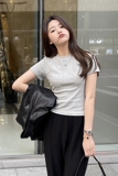 2023秋超百搭！韩版灰色圆领T恤MMJ5115-P60-K99，女装T恤，浙宝233