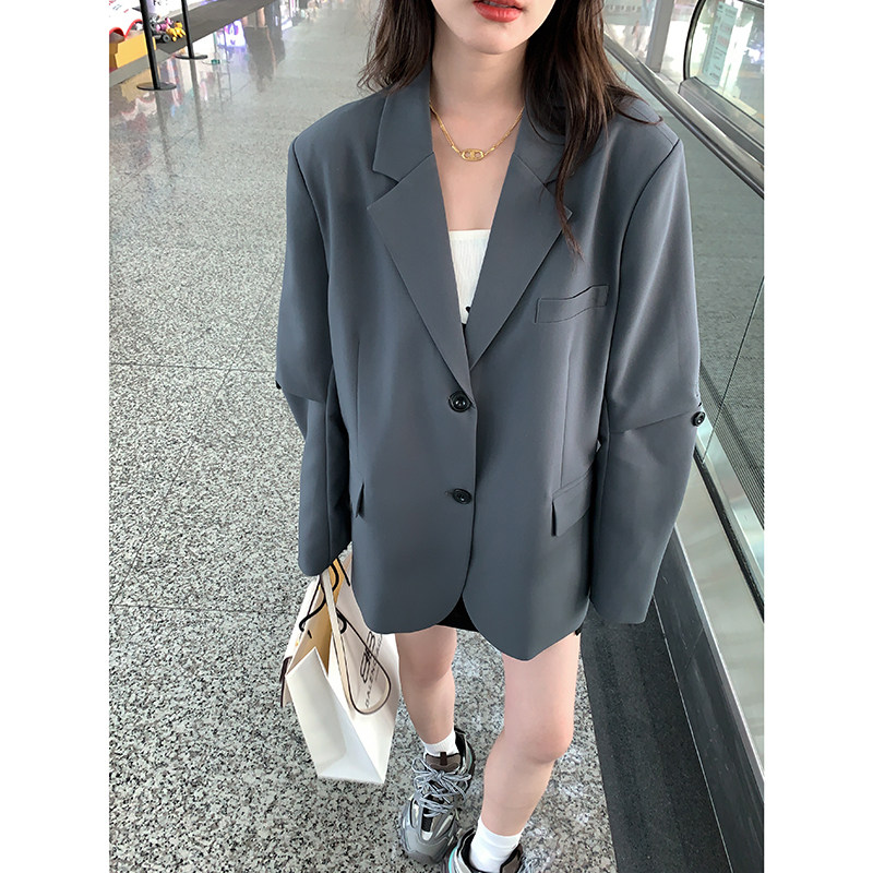 通勤黑色西服上衣女春秋2025超火好看高级感小众休闲职业西装外套,女装西装,浙宝233