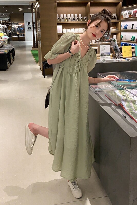 新款主推【已出货】3色V领绑带连衣裙MMJ2355P105控价158,女装连衣裙,浙宝233